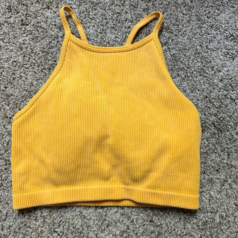 JoyLab Yellow Ribbed Tank Top